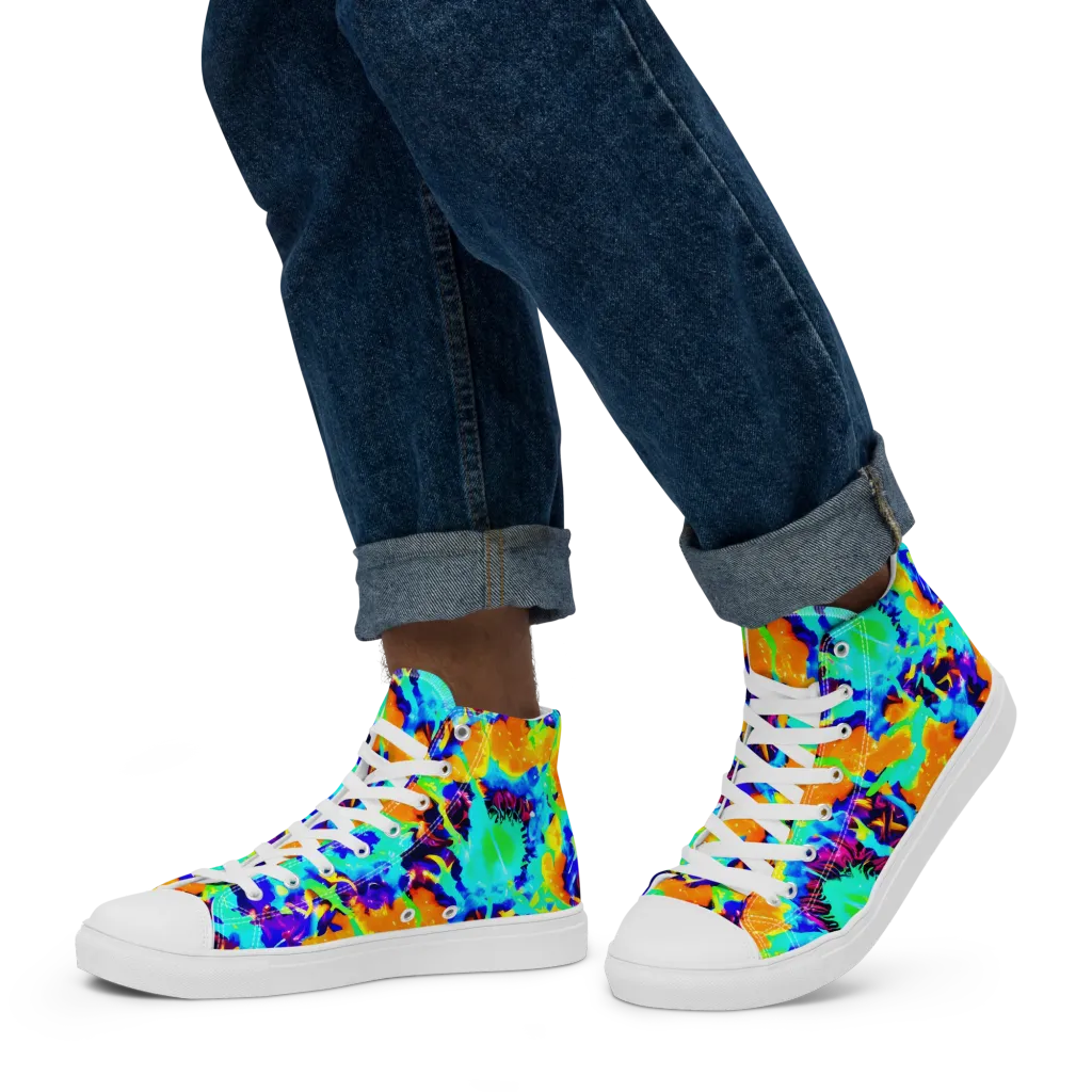 Vivid Reverie on Men's High Top Canvas Shoes — Left