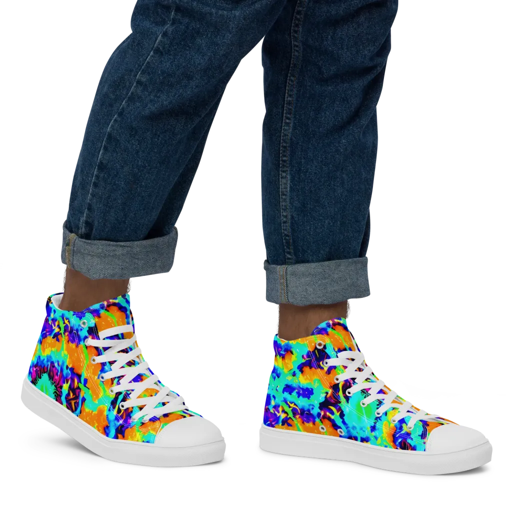 Vivid Reverie on Men's High Top Canvas Shoes — Right