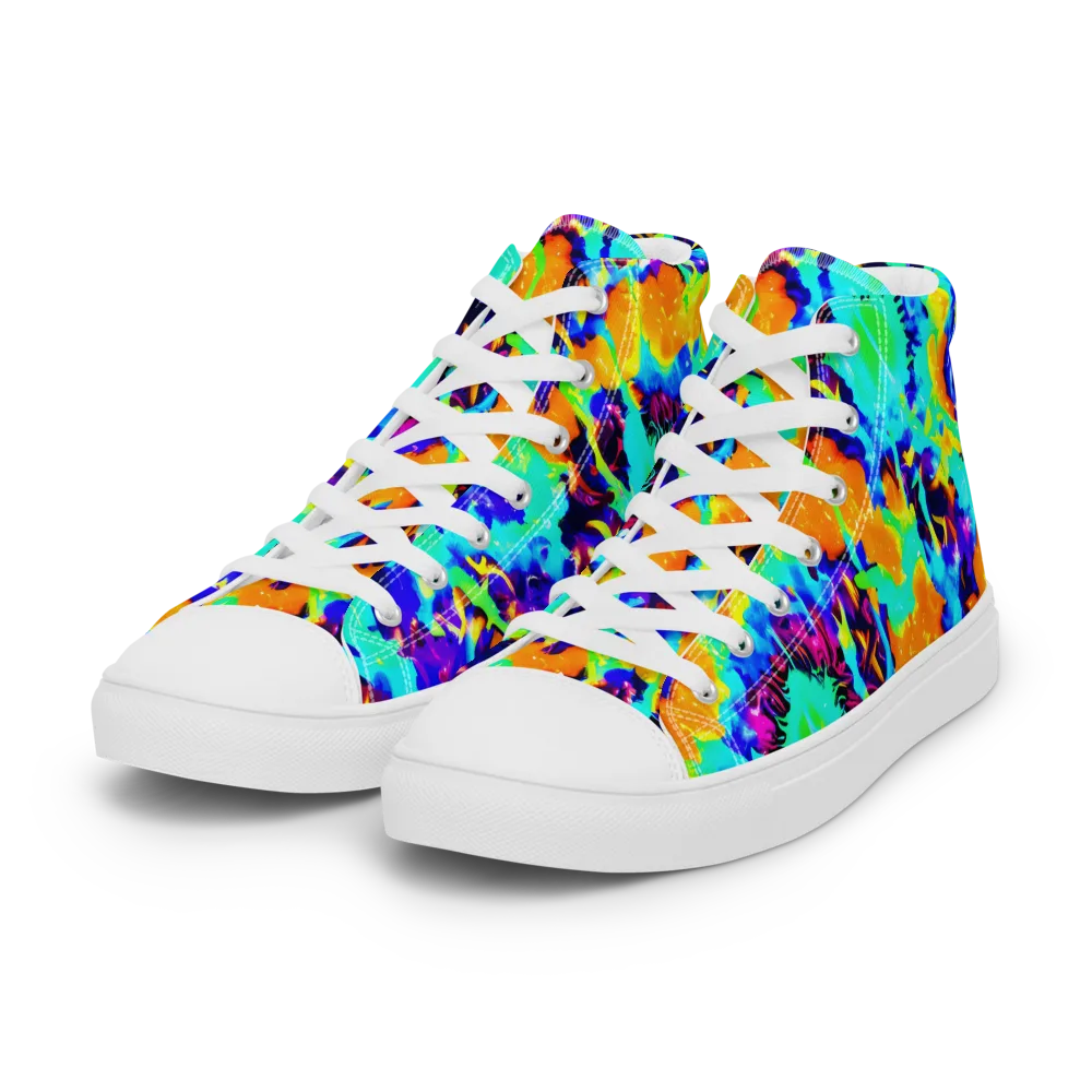 Vivid Reverie on Women's High Top Canvas Shoes — Left Front
