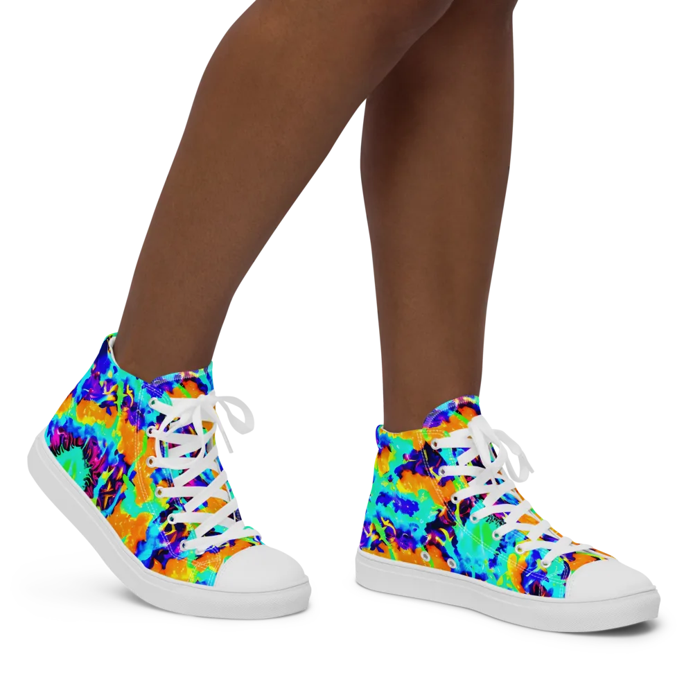 Vivid Reverie on Women's High Top Canvas Shoes — Right