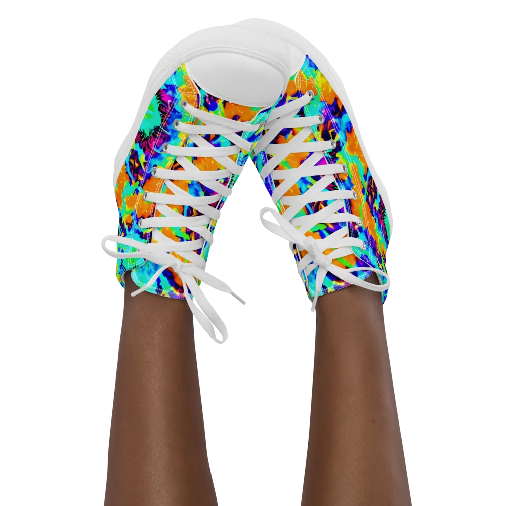 Vivid Reverie on Women's High Top Canvas Shoes — Front