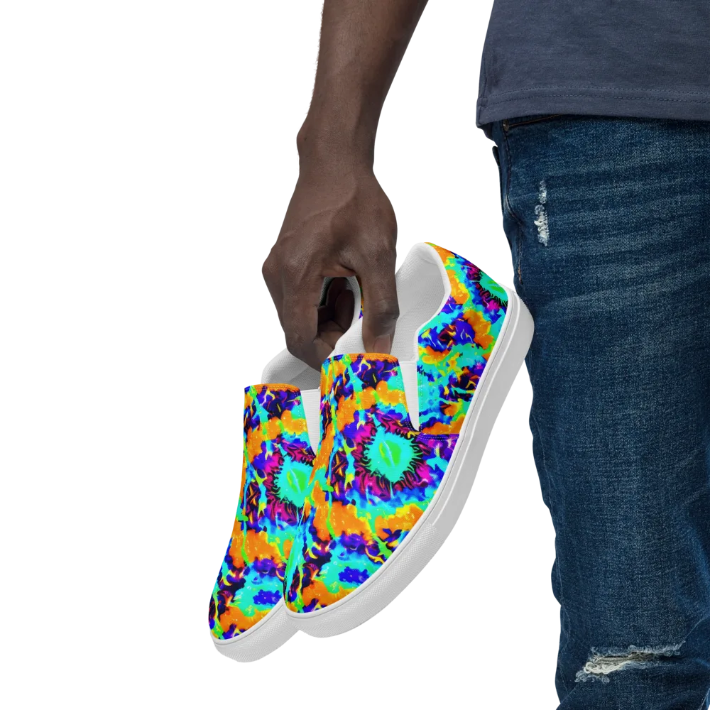 Vivid Reverie on Men's Slip-On Canvas Shoes — Left Front