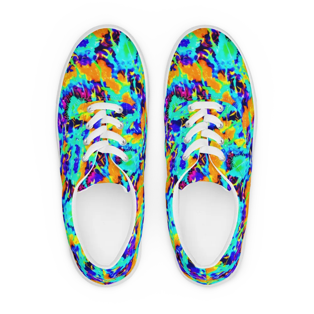 Vivid Reverie on Men's Lace-Up Canvas Shoes — Front