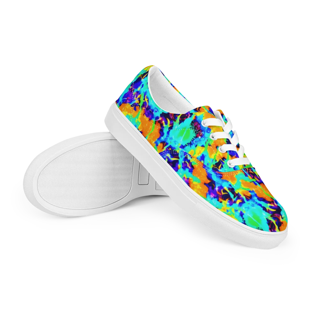 Vivid Reverie on Men's Lace-Up Canvas Shoes — Right Front
