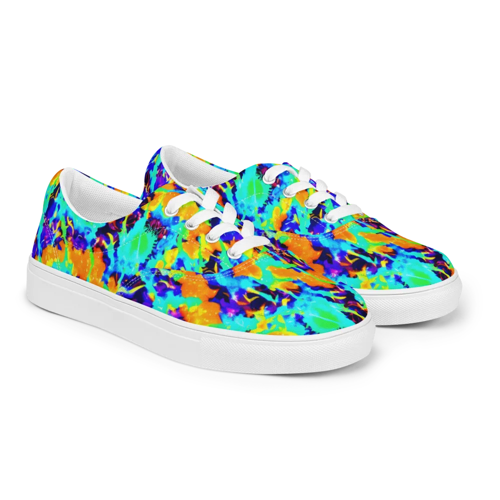 Vivid Reverie on Men's Lace-Up Canvas Shoes — Right Front