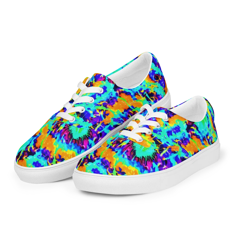 Vivid Reverie on Men's Lace-Up Canvas Shoes — Left Front