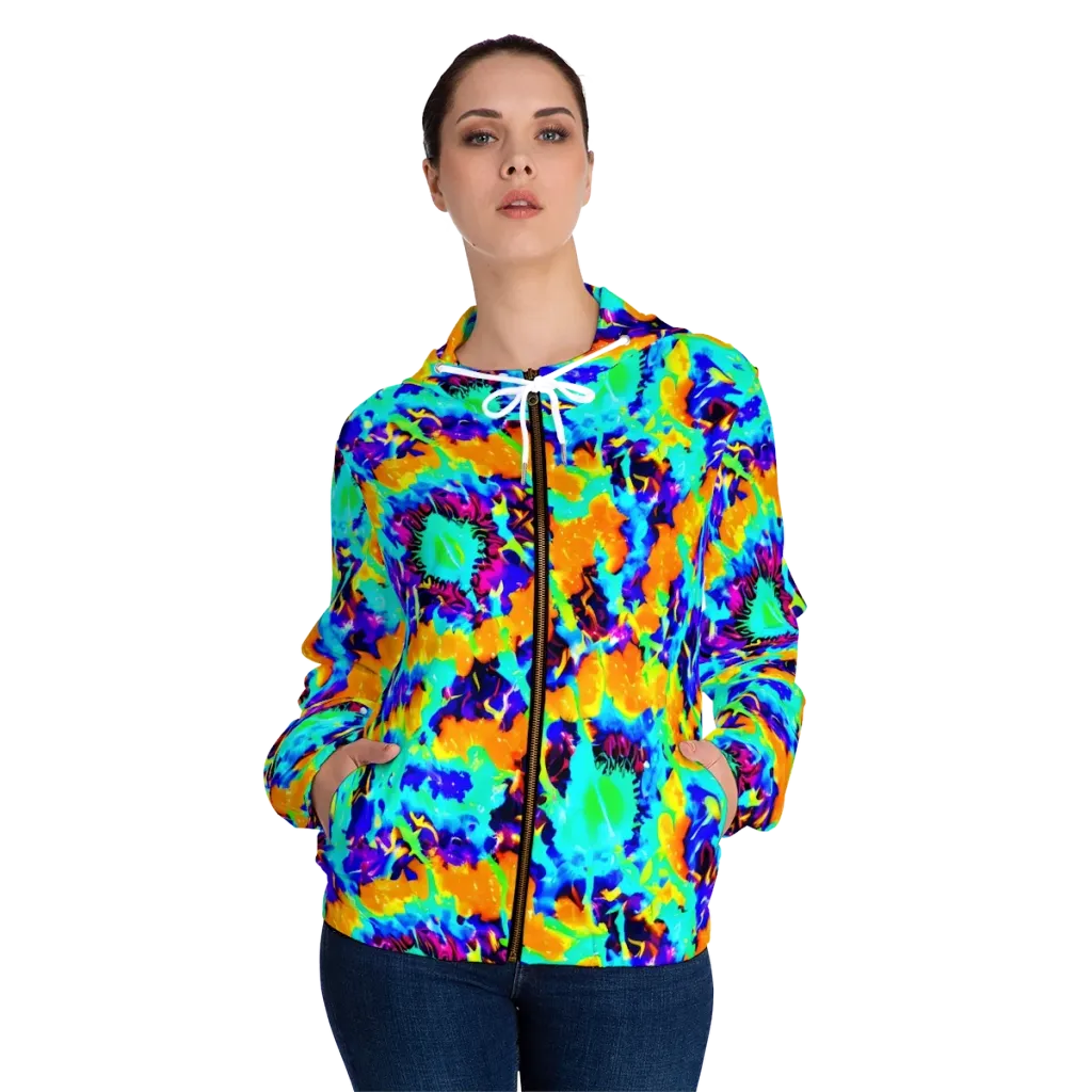 Vivid Reverie on Women's Full-Zip Hoodie — Front On Person