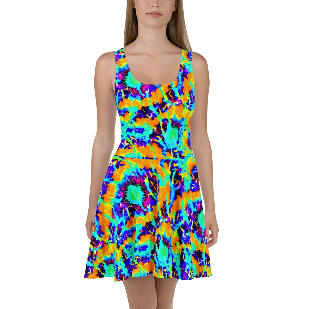 Vivid Reverie on Skater Dress — Front