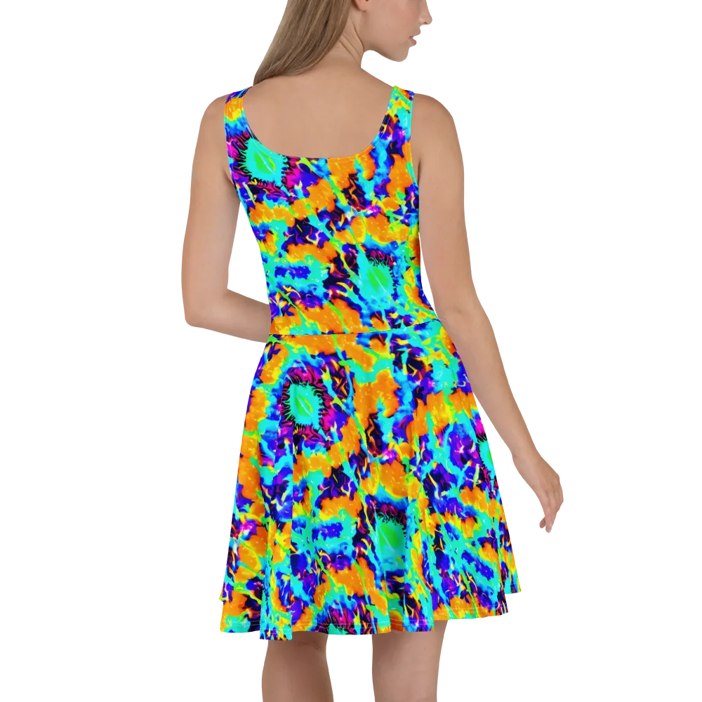 Vivid Reverie on Skater Dress — Back