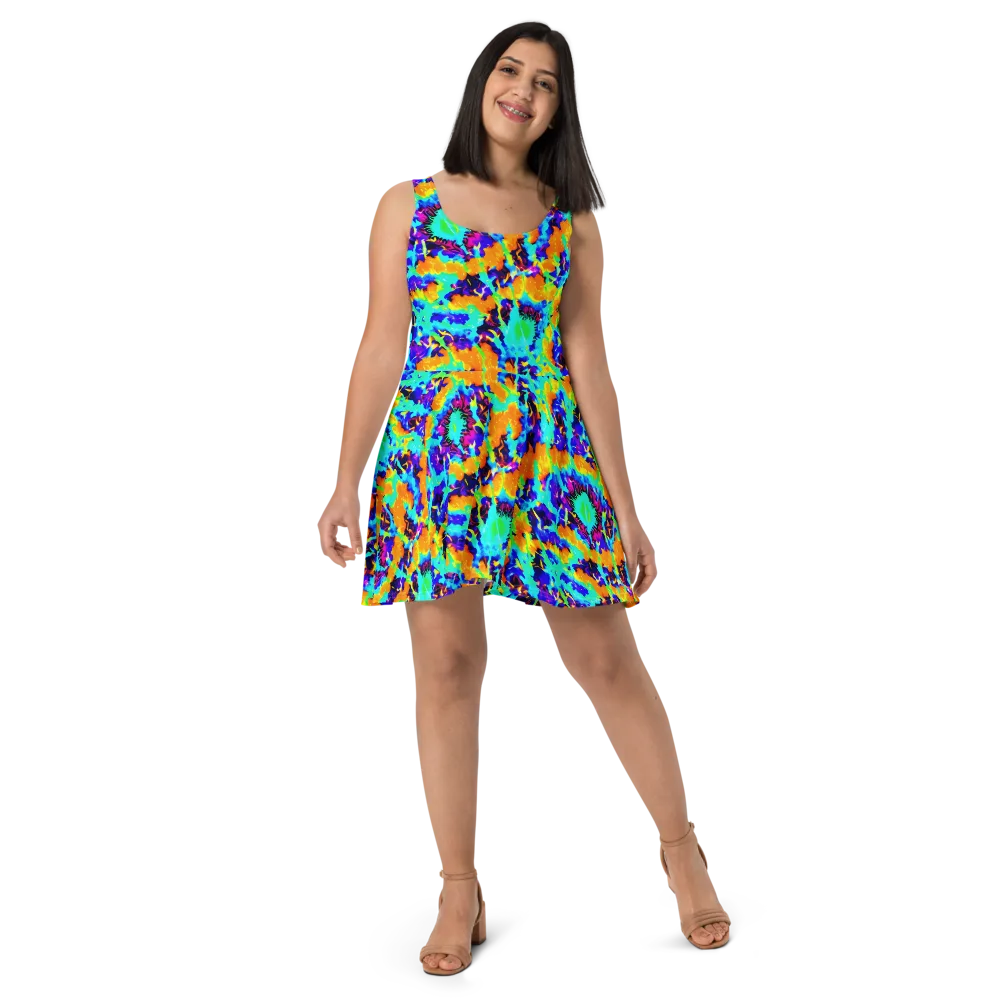 Vivid Reverie on Skater Dress — Front