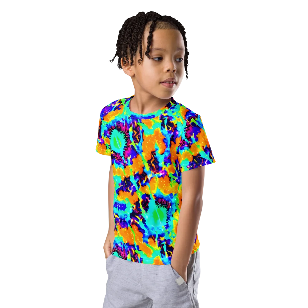 Vivid Reverie on Kids Crew Neck T-Shirt — Left Front