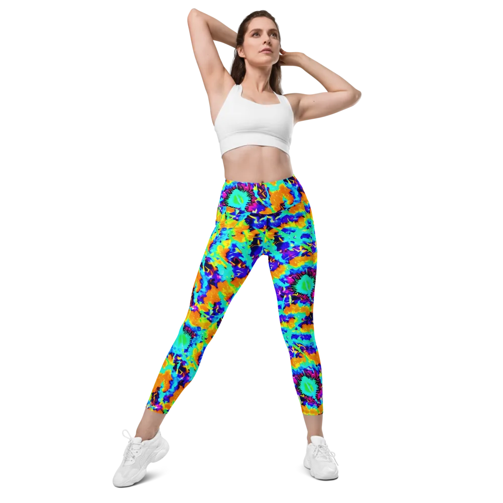 Vivid Reverie on Leggings with Pockets — Front