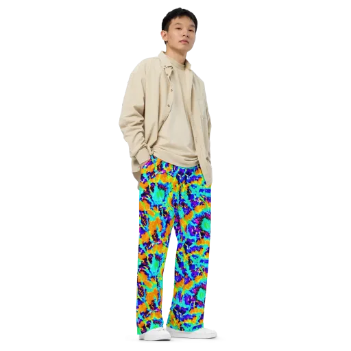 Vivid Reverie on a Wide-Leg Pants