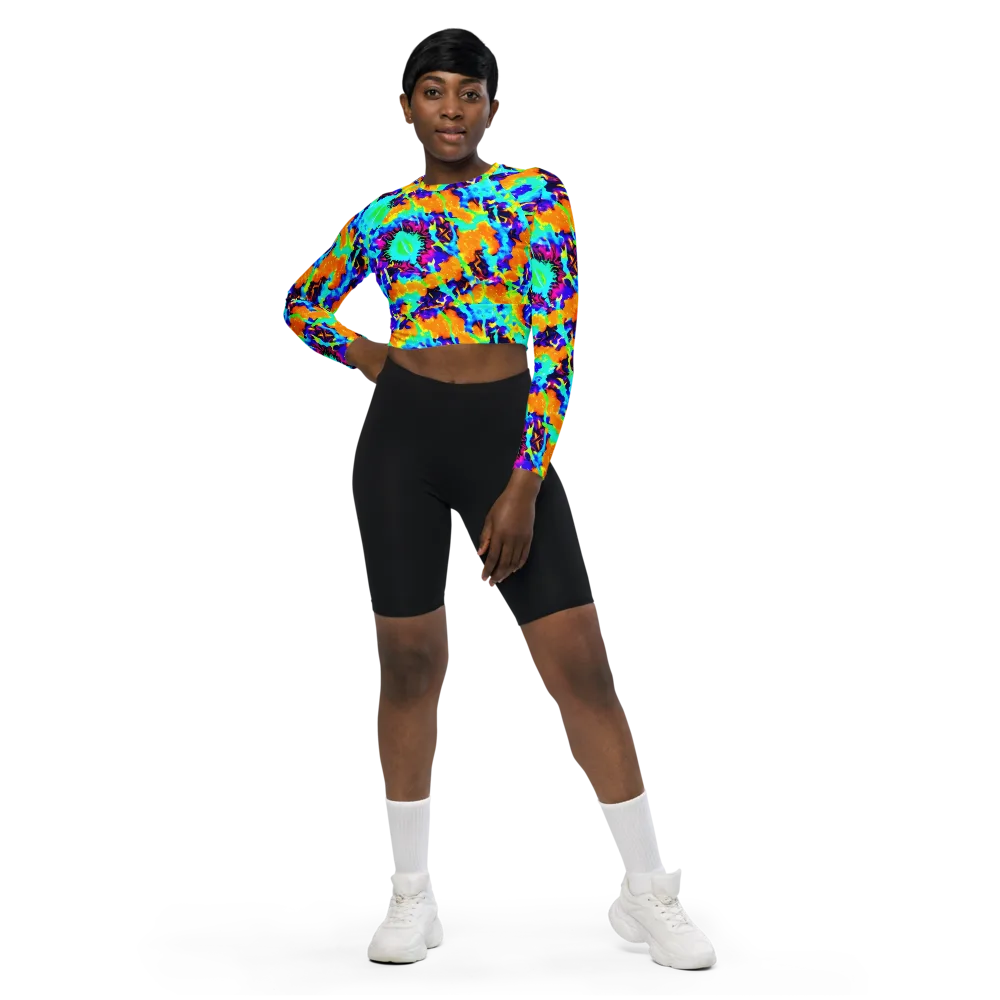 Vivid Reverie on Long Sleeve Crop Top — Front