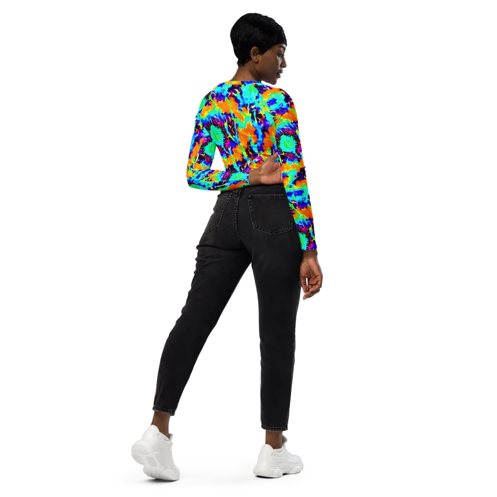 Vivid Reverie on Long Sleeve Crop Top — Right Back