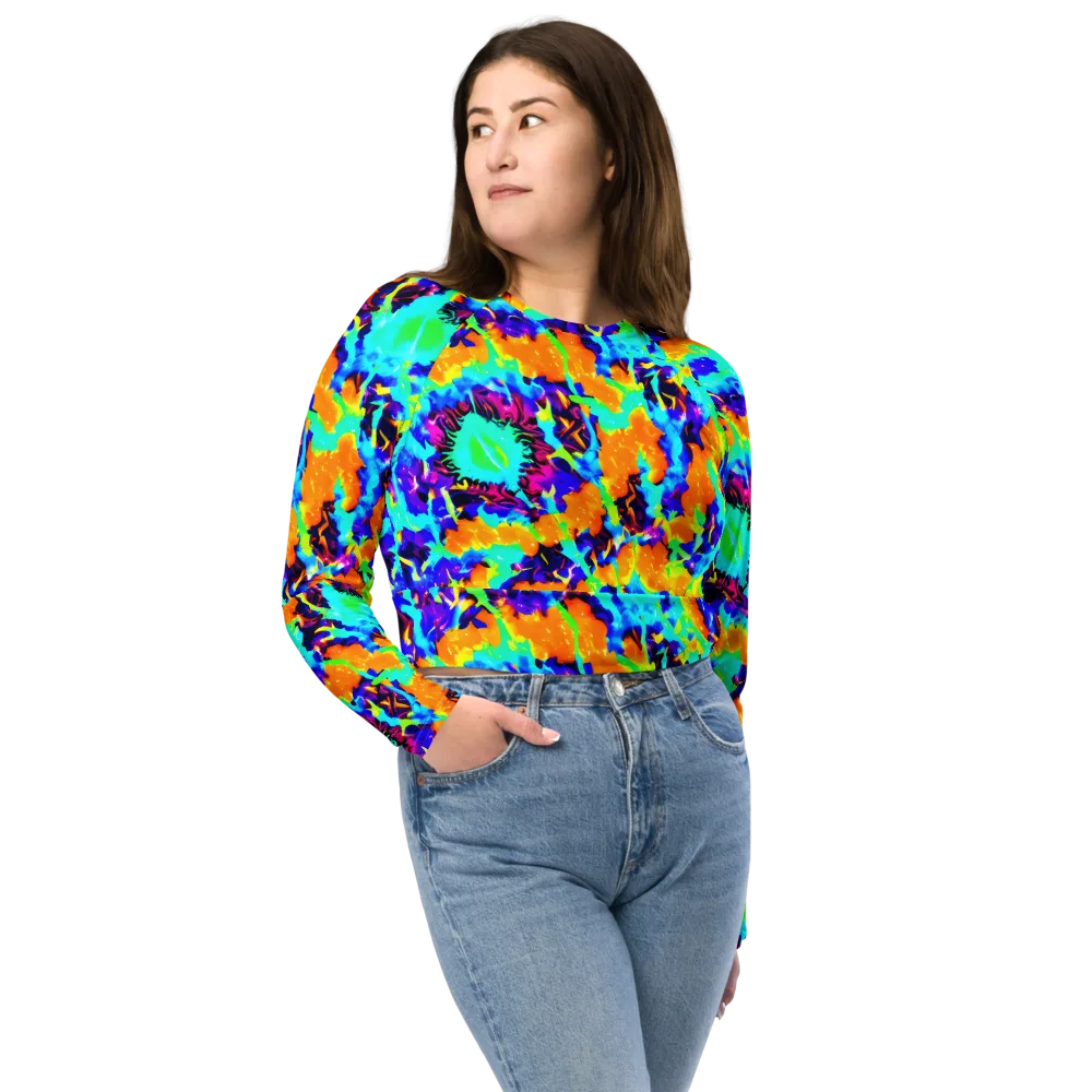 Vivid Reverie on Long Sleeve Crop Top — Front