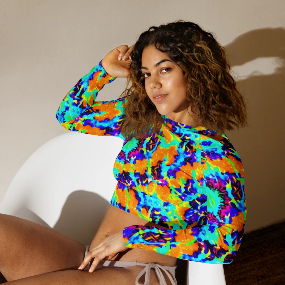 Vivid Reverie on Long Sleeve Crop Top — Left Front