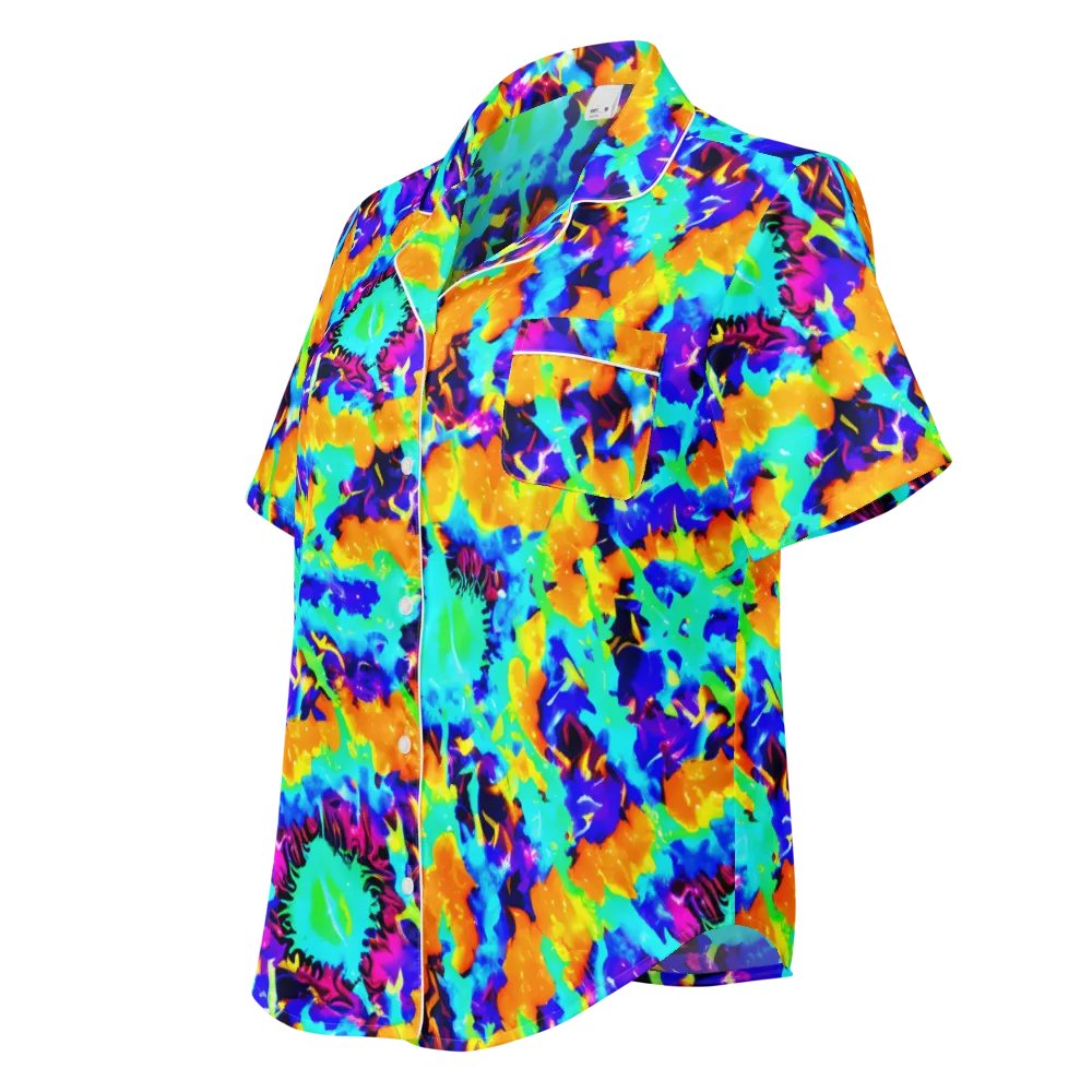 Vivid Reverie on Women's Short Sleeve Pajama Top — Left Front
