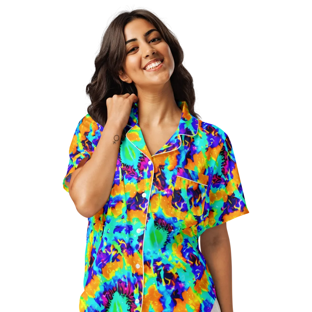 Vivid Reverie on Women's Short Sleeve Pajama Top — Front