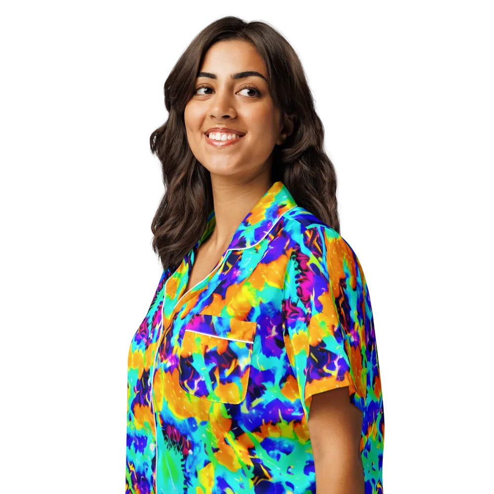 Vivid Reverie on Women's Short Sleeve Pajama Top — Left Front
