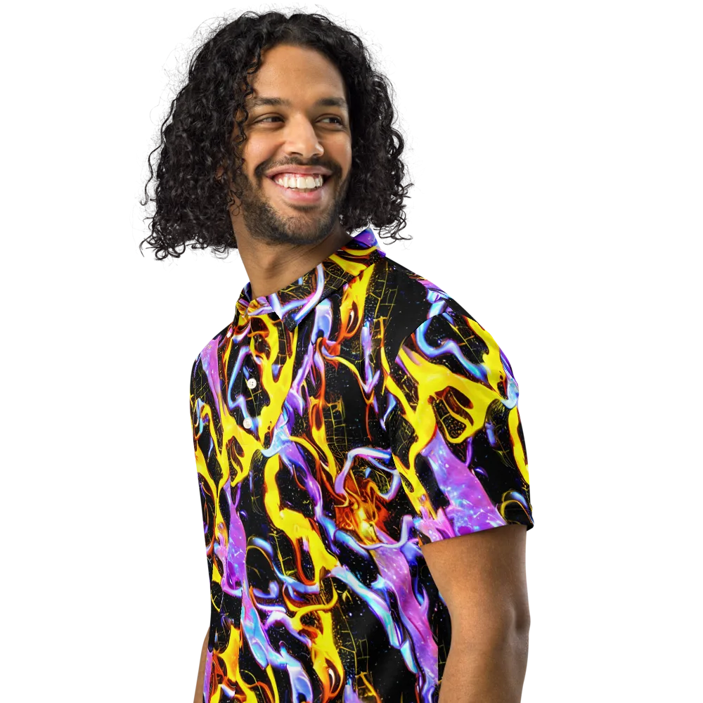 Neon Magma on Men's Slim Fit Polo Shirt — Left Front