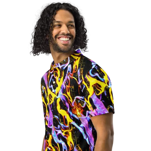 Neon Magma on a Men's Slim Fit Polo Shirt