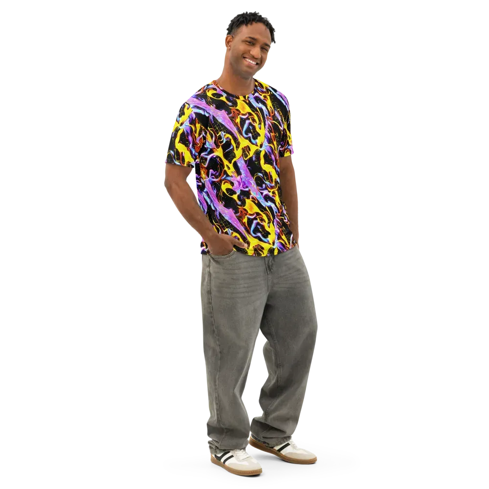 Neon Magma on Men's Cotton Crew Neck T-Shirt — Right Front