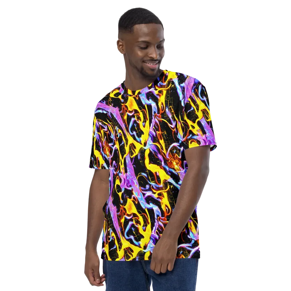 Neon Magma on Men's Crew Neck T-Shirt — Left
