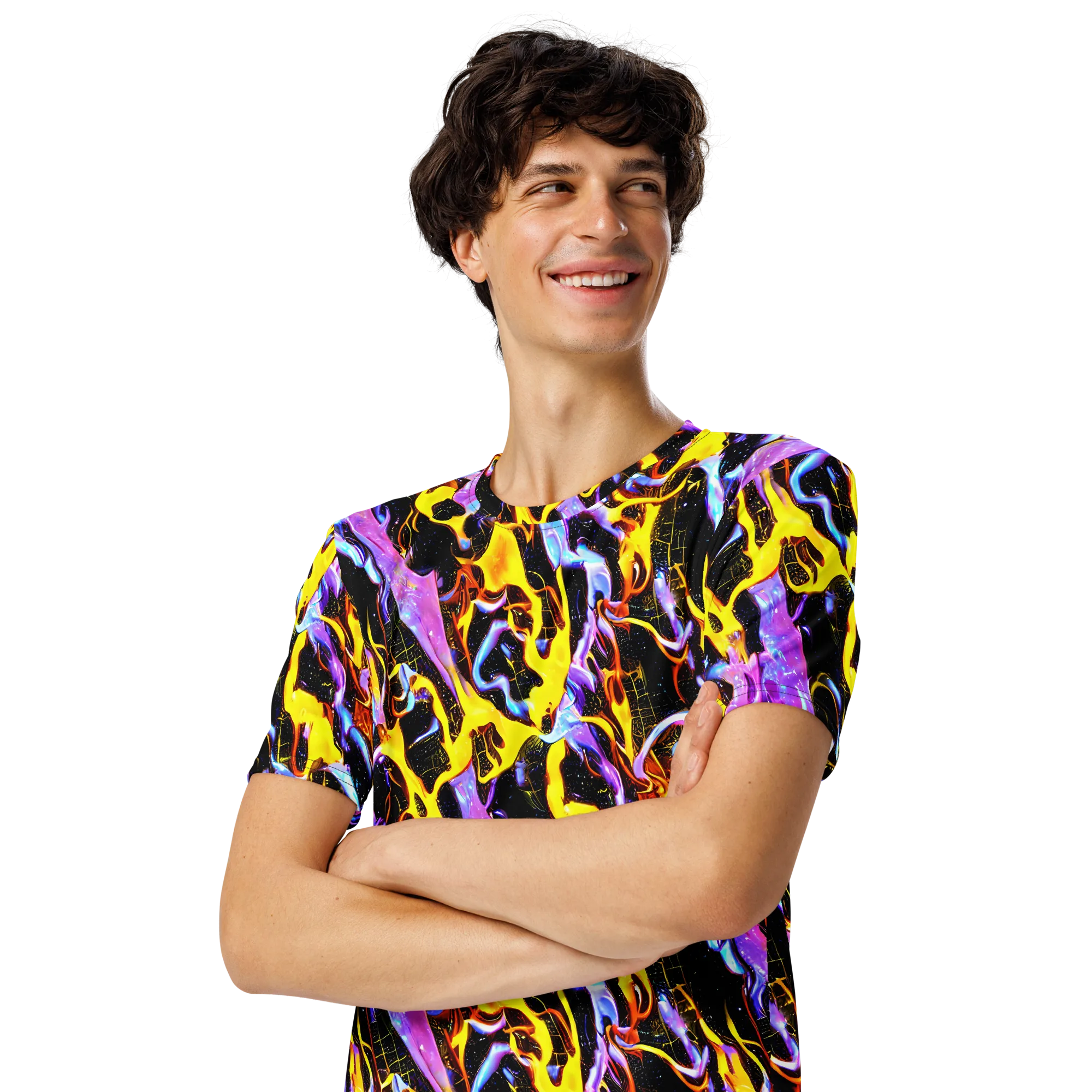 Neon Magma on Men's Crew Neck T-Shirt — Left Front