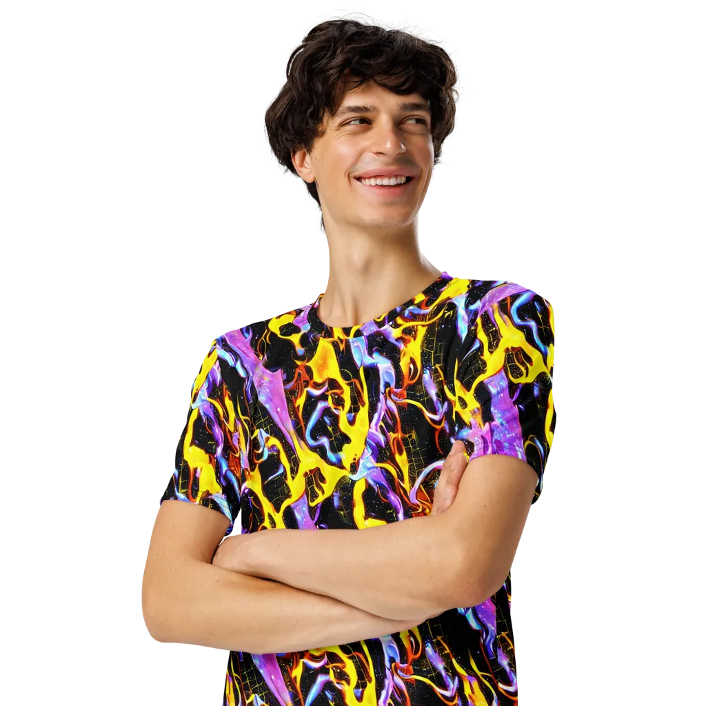 Neon Magma on Men's Crew Neck T-Shirt — Left Front