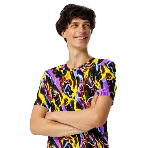 Neon Magma on a Men's Crew Neck T-Shirt