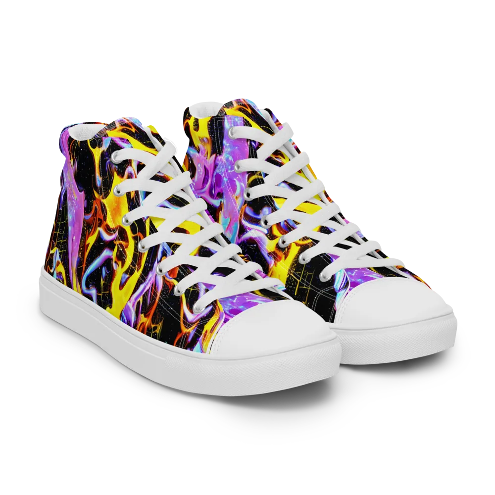 Neon Magma on Men's High Top Canvas Shoes — Right Front