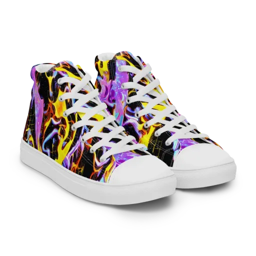 Neon Magma on a Men's High Top Canvas Shoes