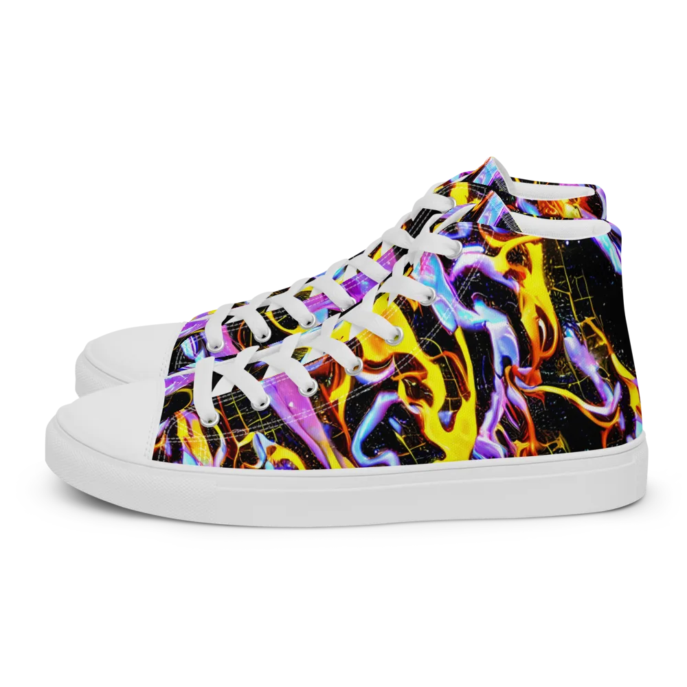 Neon Magma on Men's High Top Canvas Shoes — Left