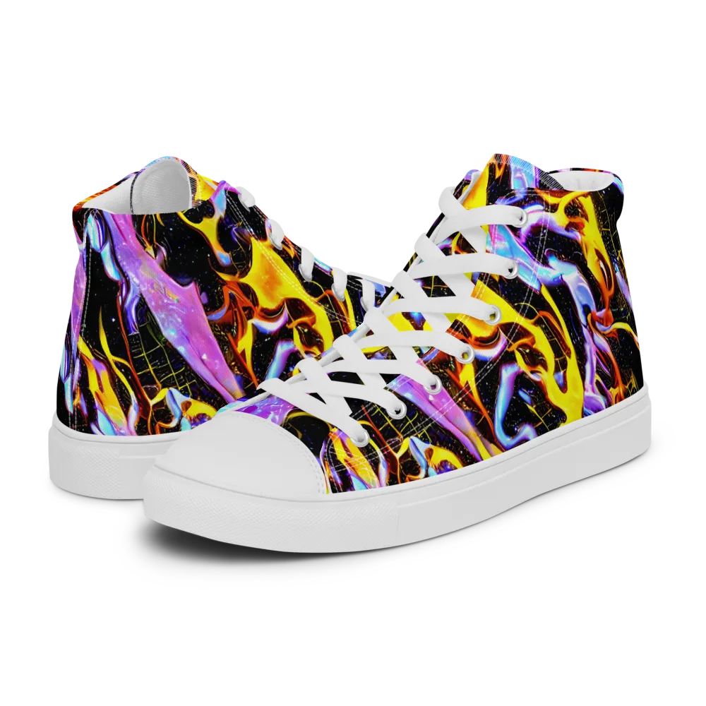 Neon Magma on Men's High Top Canvas Shoes — Left