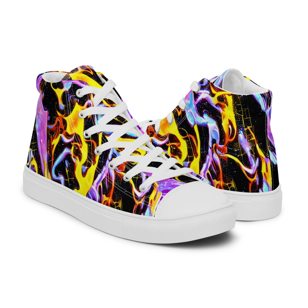 Neon Magma on Men's High Top Canvas Shoes — Right