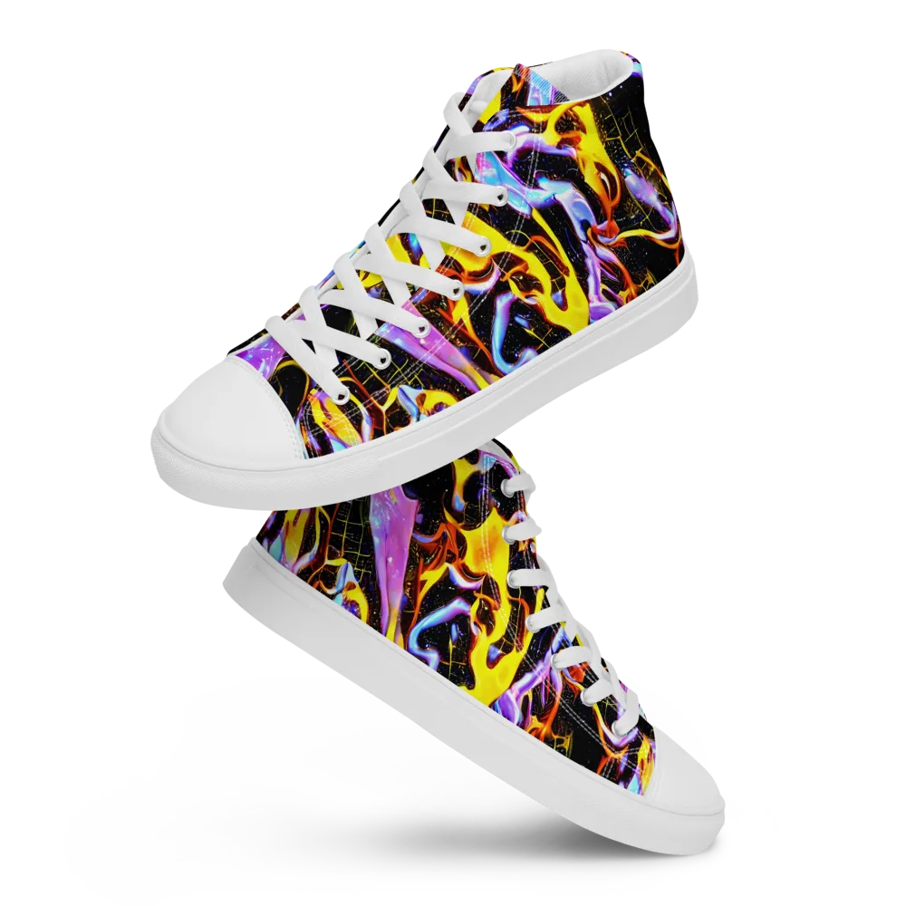 Neon Magma on Men's High Top Canvas Shoes — Front