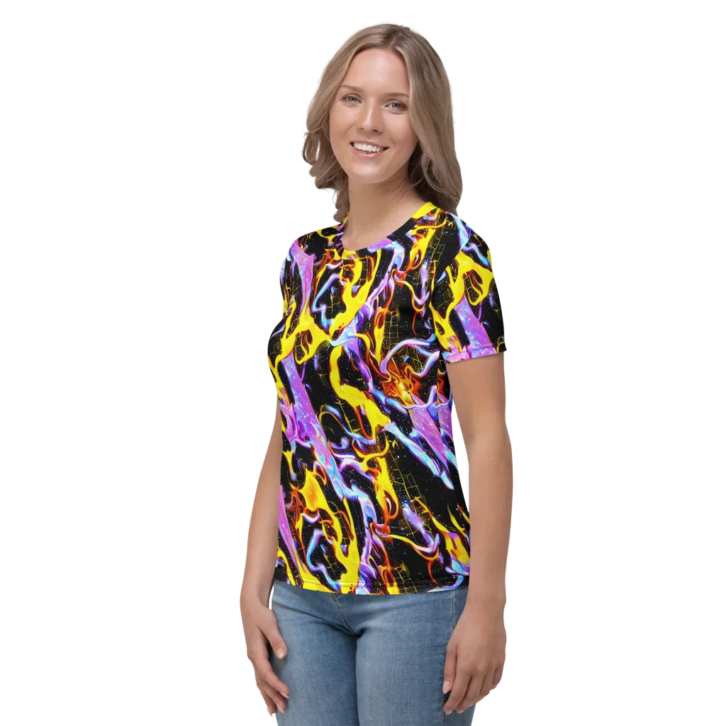 Neon Magma on Women's Crew Neck T-Shirt — Left
