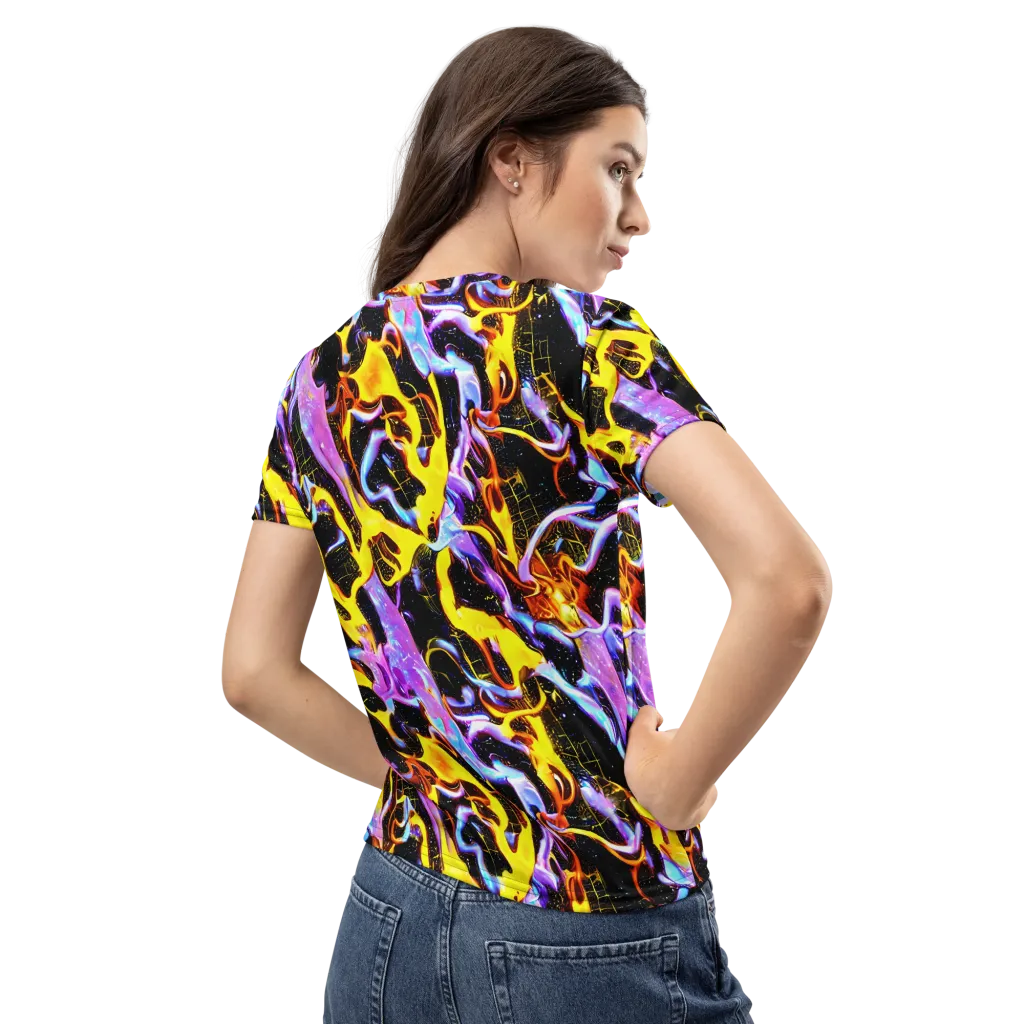Neon Magma on Women's Crew Neck T-Shirt — Back