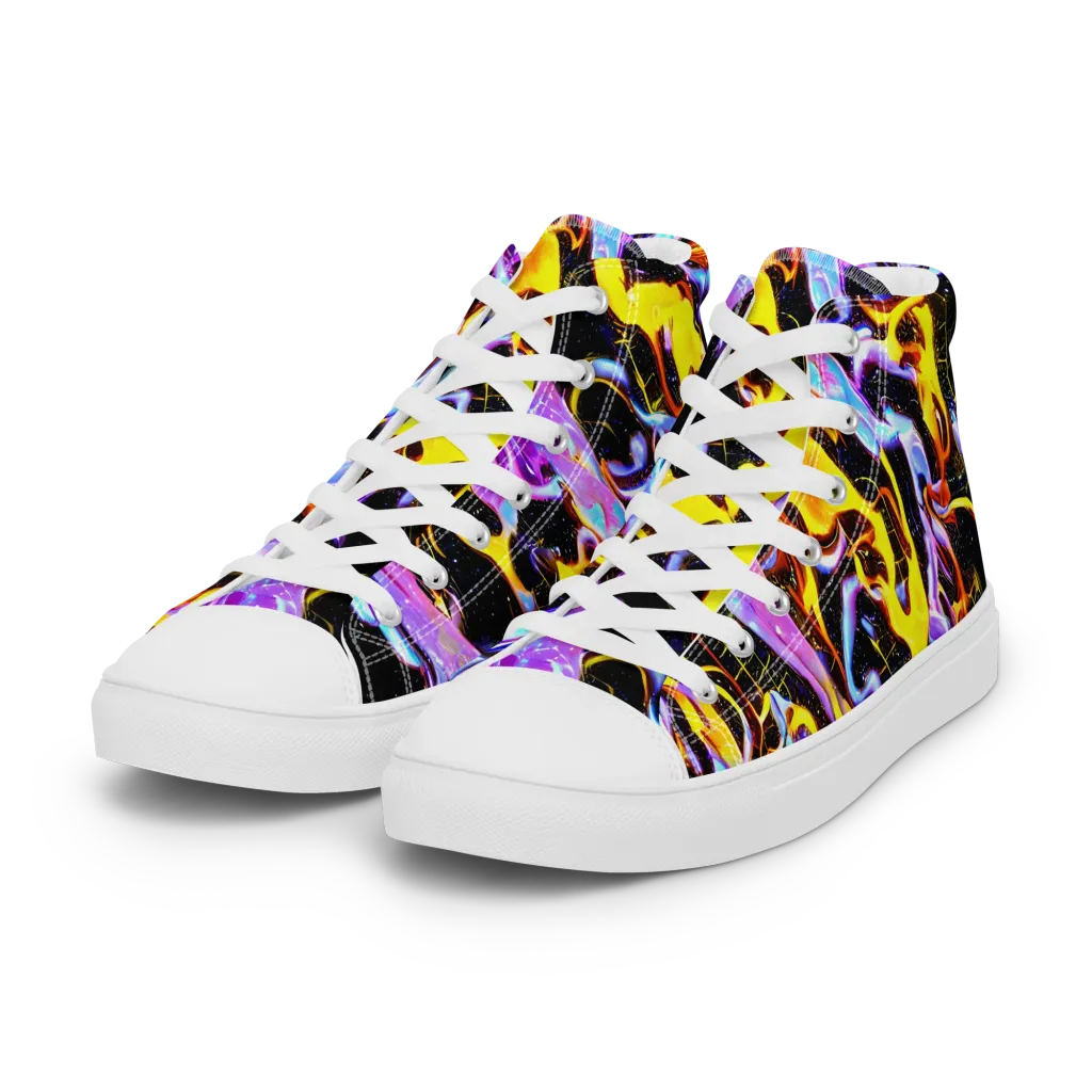 Neon Magma on Women's High Top Canvas Shoes — Left Front