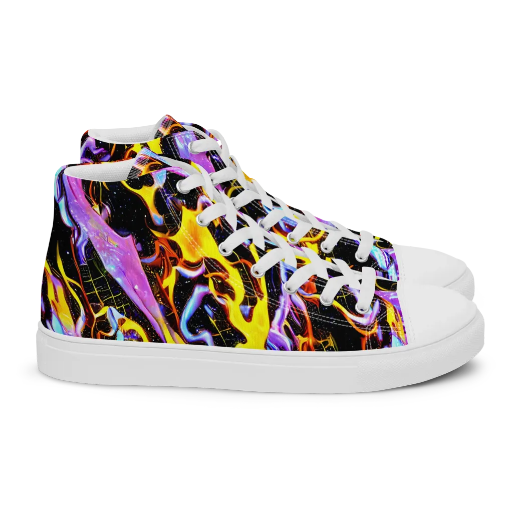 Neon Magma on Women's High Top Canvas Shoes — Right