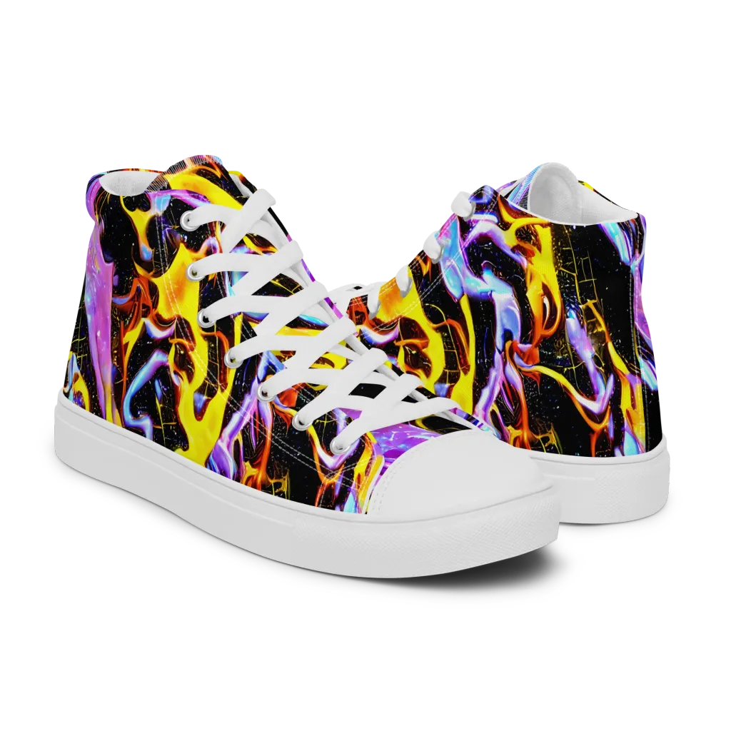 Neon Magma on Women's High Top Canvas Shoes — Right