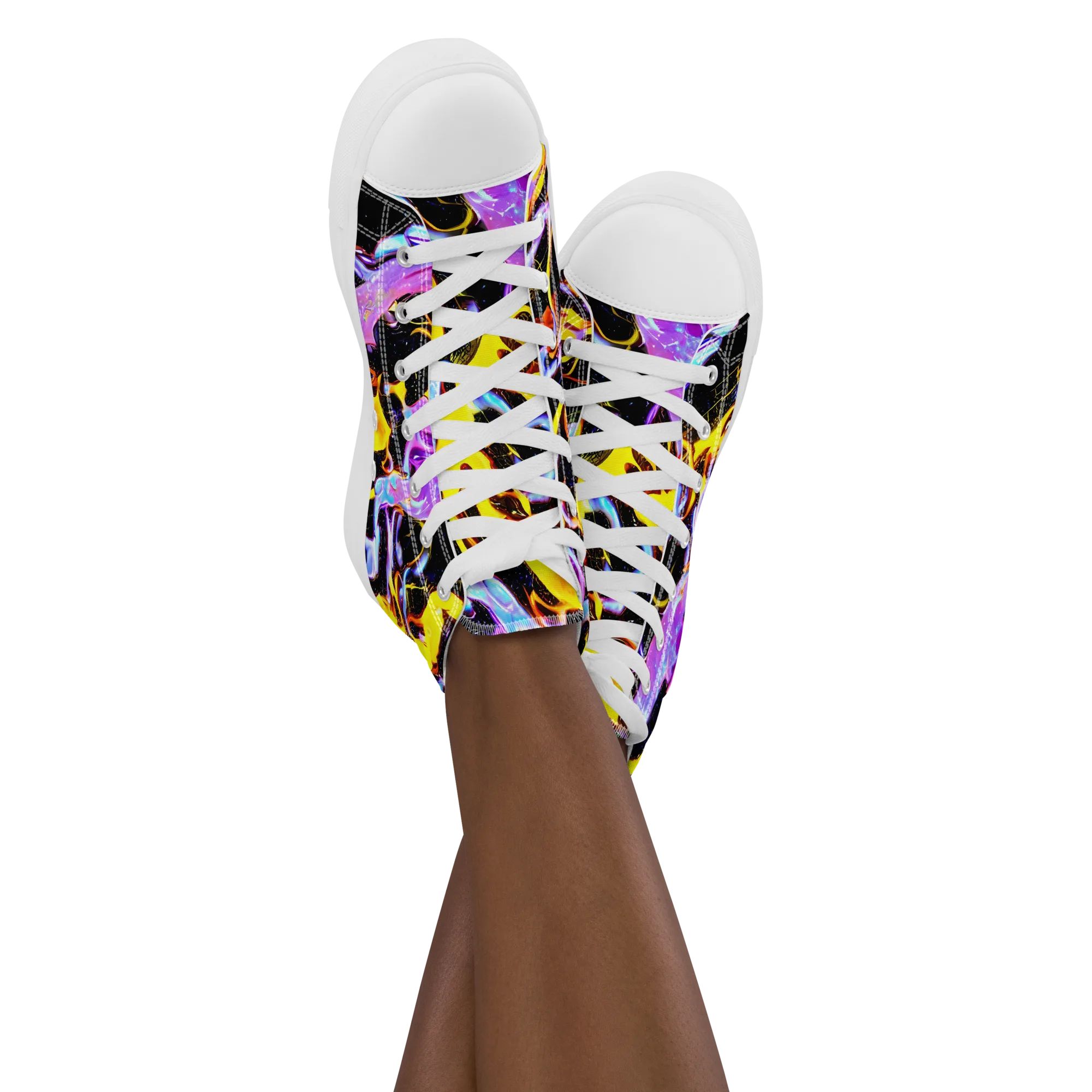 Neon Magma on Women's High Top Canvas Shoes — Front