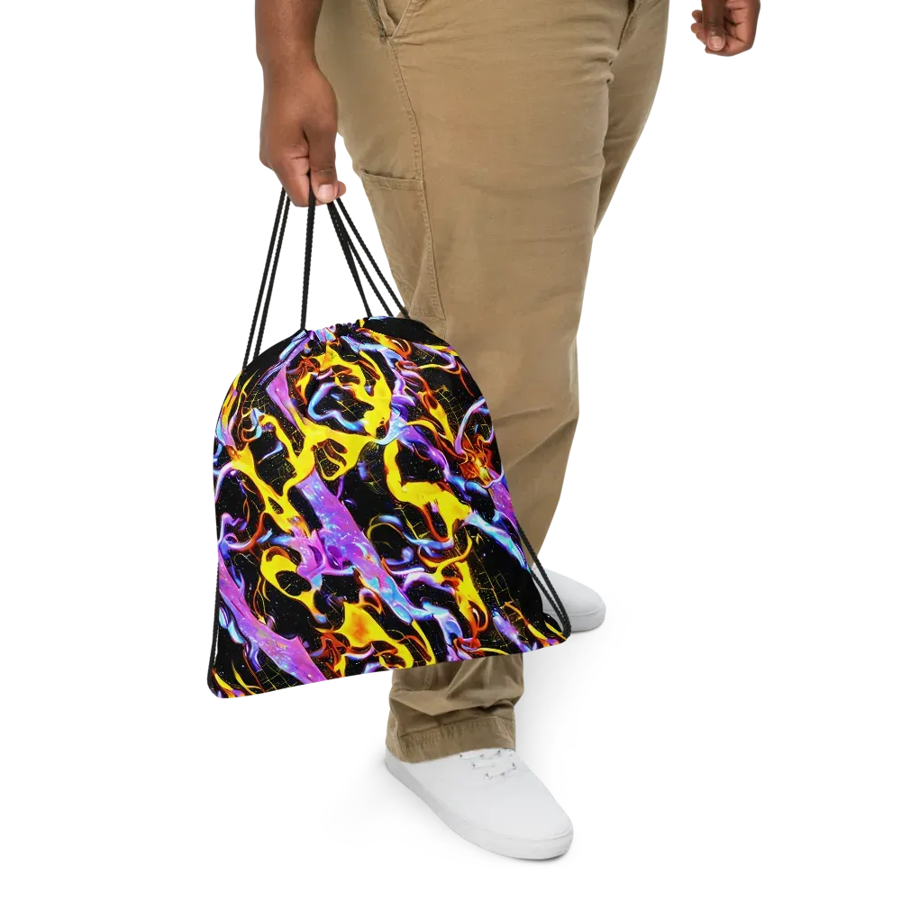 Neon Magma on Drawstring Bag — Front