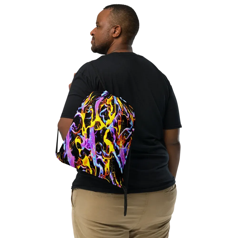 Neon Magma on Drawstring Bag — Front