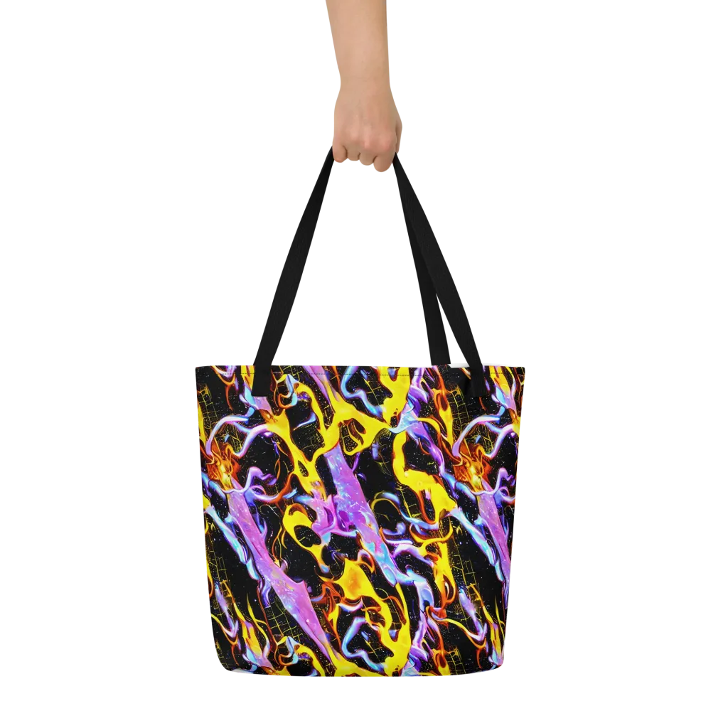 Neon Magma on Large Tote Bag W/ Pocket — Front