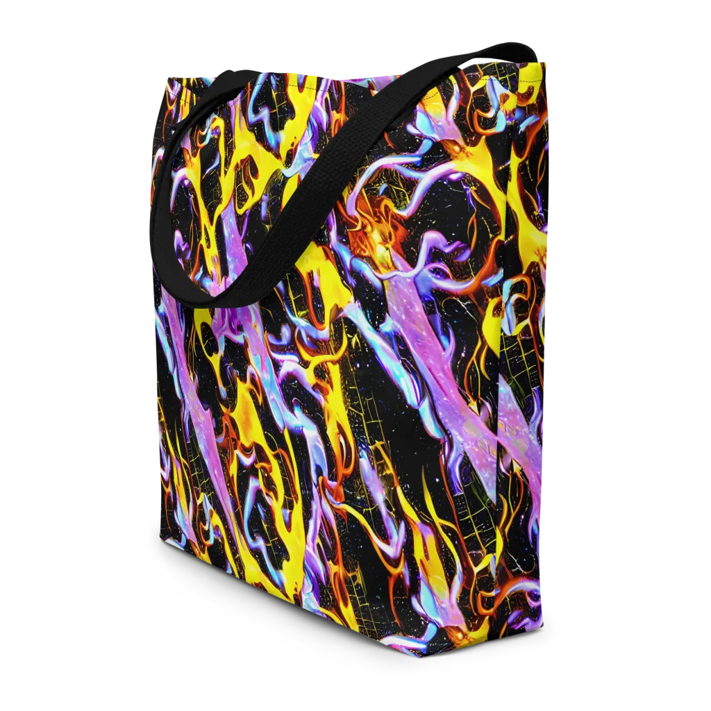 Neon Magma on Large Tote Bag W/ Pocket — Front