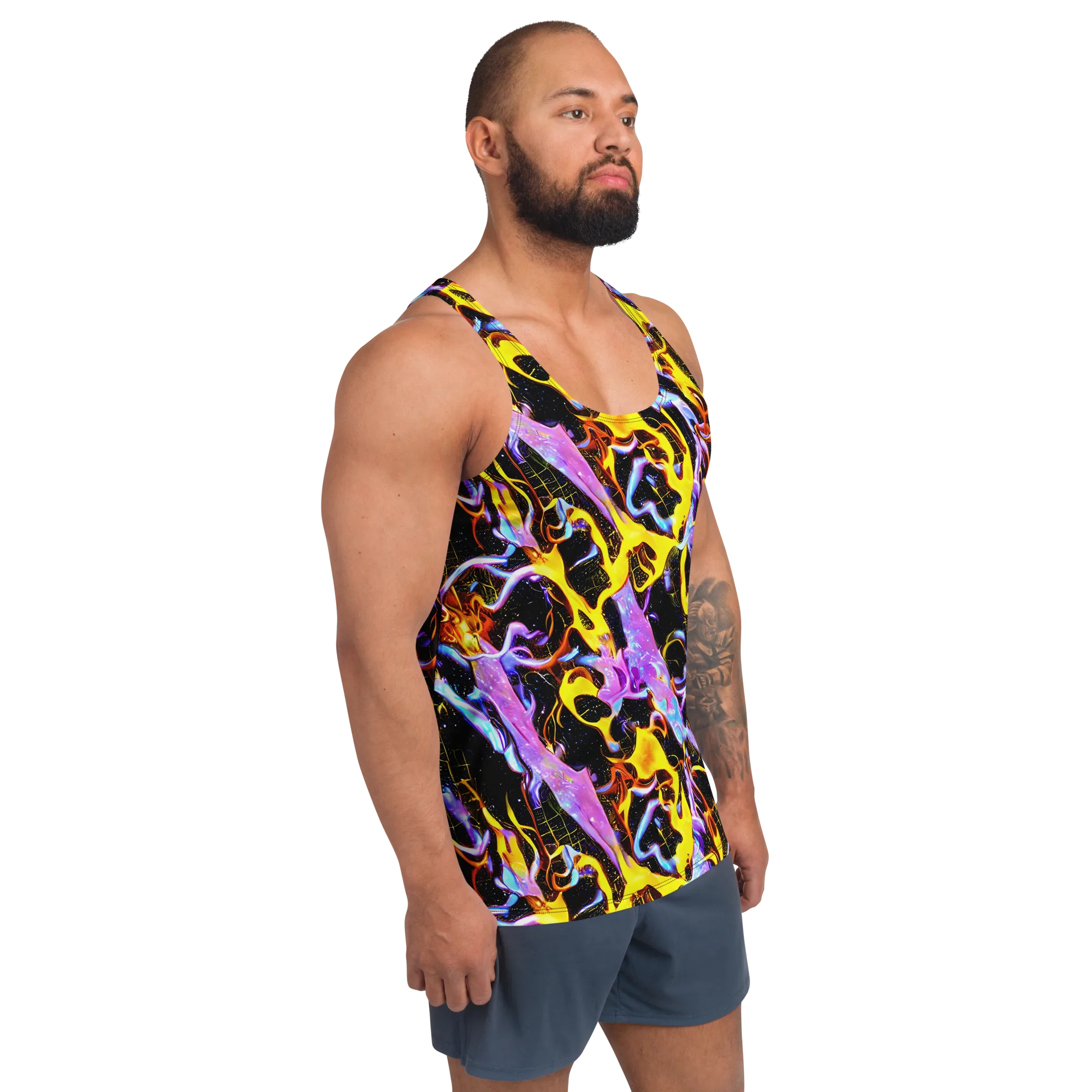 Neon Magma on Men's Tank Top — Right Front