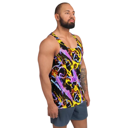 Neon Magma on a Men's Tank Top
