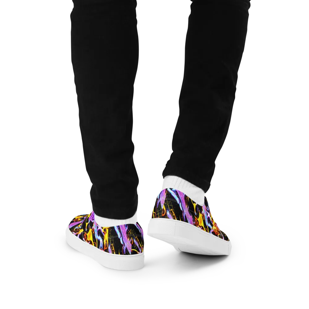 Neon Magma on Men's Lace-Up Canvas Shoes — Back